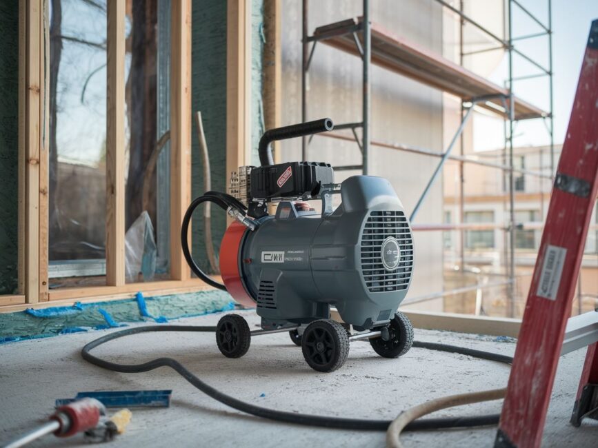 Kompresor do tynkowania na rusztowaniu