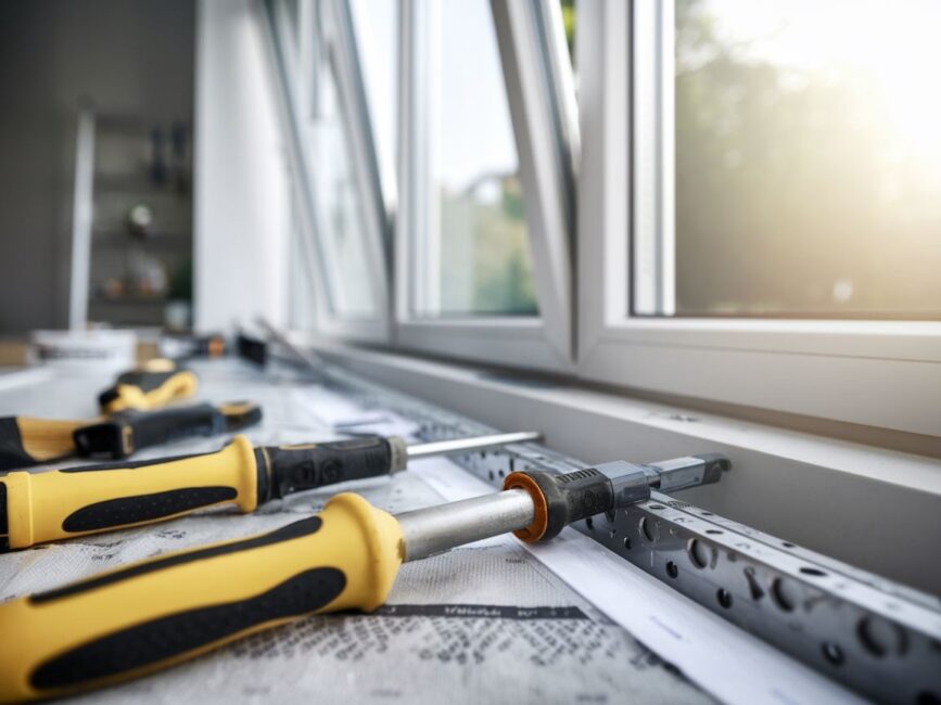 Widok na jasne wnętrze z wymienianym oknem